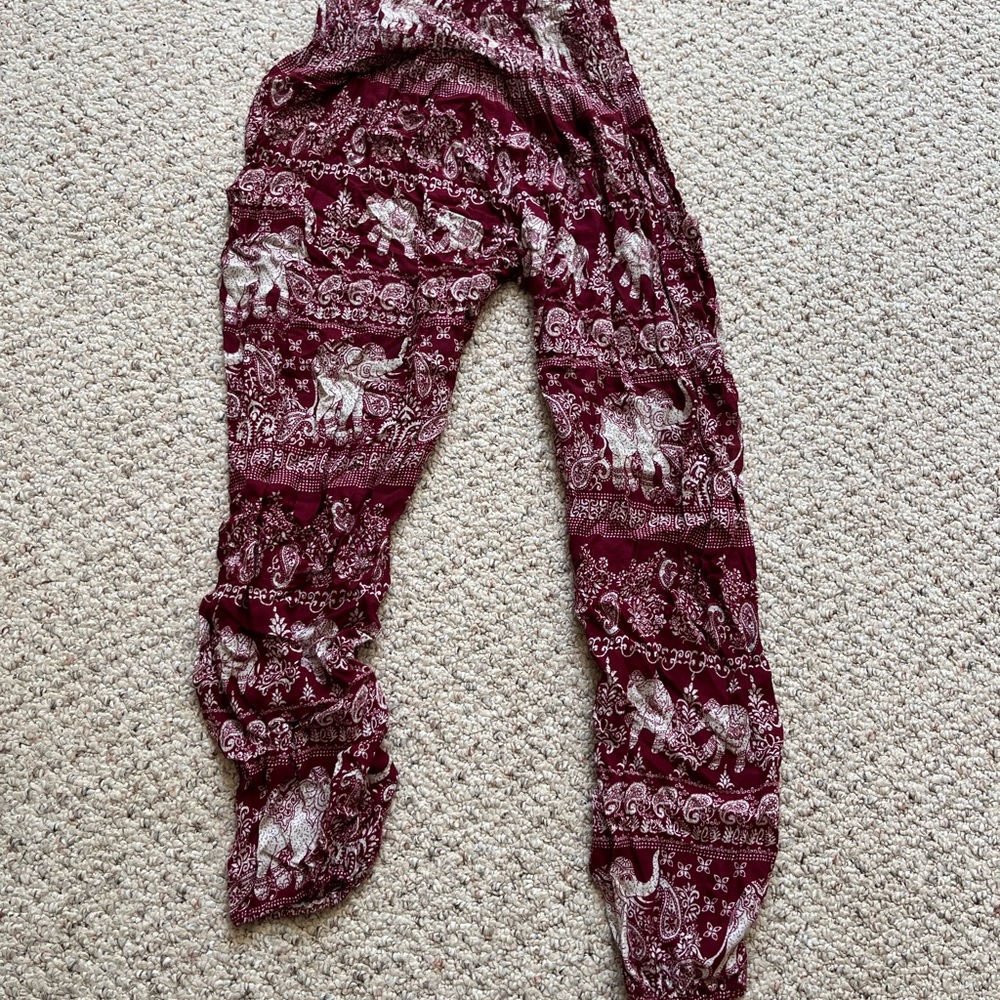 Red boho flowy pants (The elephant Pants store)